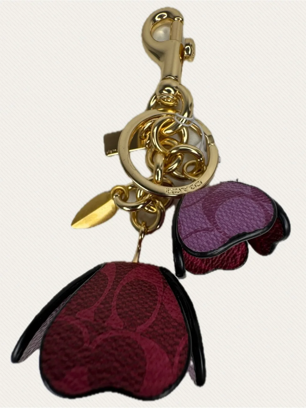 Coach Signature C Pink And Purple Gold Fob Charm Keychain NWT - Picture 14 of 14